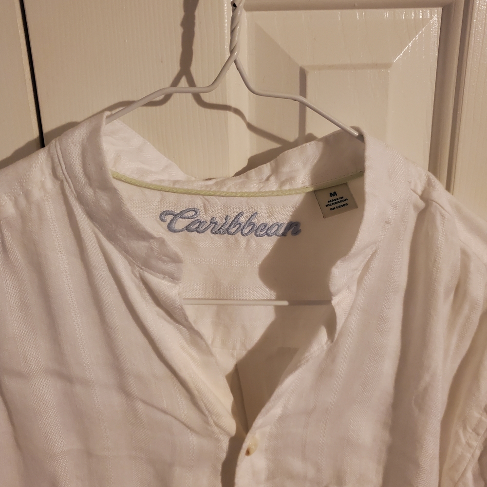 Caribbean Men's White Button-Down Linen Shirt - Picture 4 of 5